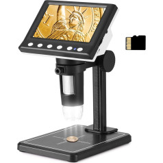 Koolertron digitālais mikroskops, 1080P HD 1000X mikroskops, USB mikroskops mikroskops, mikroskopa lupa PCB remontam, PCB monētu lodēšanai, pieaugušajiem/bērniem, ar SD karti