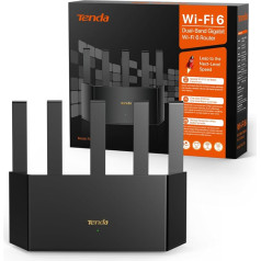 Tenda RX2L Pro Wi-Fi 6 WLAN maršrutētājs (AX1500 Dual Band 1201Mbps 5GHz, 300Mbps 2,4GHz) 5X ārējās antenas, 4 gigabitu pieslēgvieta, retranslatora un AP režīms, Wi-Fi+, bērnu bloķēšana, WPA3, VPN, bez DSL funkcijas