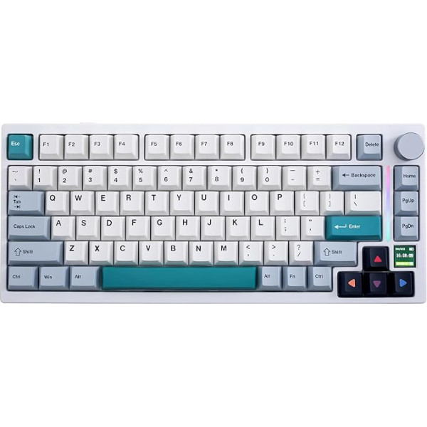 GK GAMAKAY TK75 V2 75% blīvslēgu klusā mehāniskā tastatūra ar TFT ekrānu, kabeļa/Bluetooth/Bezvadu RGB gaismas josla, karsti nomaināma, 5 slāņu polsterējums, spēļu tastatūra (GamaKay Phoenix Switch)