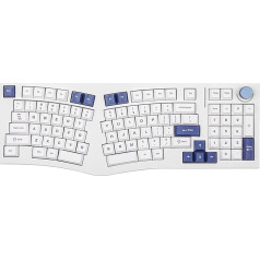 Feker Alice98 Ergonomiska 98 taustiņu spēļu tastatūra, QMK/VIA USB-C vadu tastatūra, karsti nomaināma mehāniskā tastatūra ar 5 slāņu polsterējumu, pogām, NKRO, RGB Win/Mac (balta)