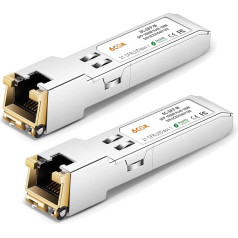 6COMGIGA 2 Pack Gigabit SFP Transceiver, 1000Base-T RJ45 vara modulis Cisco GLC-T, Ubiquiti, Netgear, D-Link, Supermicro, TP-Link, līdz 100 m