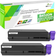 2 iepakojumi 45807106 Savietojamas tonera kasetnes B412 B432 B432 B512 MB472 MB492 MB562 Black 7000 lappušu lielas ietilpības melnā krāsā OKI Okidata printerim B412DN B432DN B512DN MB472W MB472DNW MB492DN MB592DN MB55 62W 2W