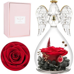 Miofula Eternal Rose in Angel Figurine Dāvanas māmiņai, roku darbs Forever sievietēm, mātei, vecmāmiņai Dzimšanas dienai, Ziemassvētkiem, Mātes dienai, Valentīna dienai, jubilejai, dzimšanas dienai