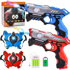 VATOS Laser Tag - Rechargeable Infrared Laser Tag Set 2 Pistols with 2 Vests Multifunction Indoor Outdoor Upgraded Laser Gun Toy Fun Gifts for Children from 6-12 Years & Adults