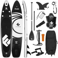 FitEngine SUP Allrounder/Racer/Junior 8 - 12 Inch Extensive Stand Up Paddle Board komplekts, ieskaitot sauso somu, mobilā telefona futrālis utt. Spēcīga SUP zīmola izstrādājumu kvalitāte ar pilienveida dūrienu