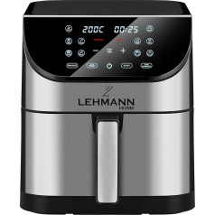 Lehmann XXL 1800 W fritēze 8 L ar 10 programmām, gaisa fritēze ar digitālo LED skārienekrānu, temperatūras regulēšana 76-200 °C, taimeris, veselīga pārtika bez eļļas