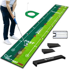 SAPLIZE Golf Putting Mat, pieejami 3 modeļi, 20 collu x 10 pēdu golfa putting paklājs ar neslīdošu pamatni, golfa treniņu paklājs iekštelpām/āra telpām, golfa treniņu palīglīdzeklis