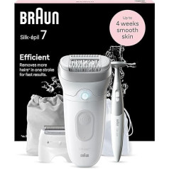 Braun Silk-épil 7 7 7-241 Sieviešu epilators / epilators ilgstošai matiņu noņemšanai, ieskaitot bikini trimeri (intīmās zonas matiņu trimmeris), ražots Vācijā, 7-241, balts/sudrabots