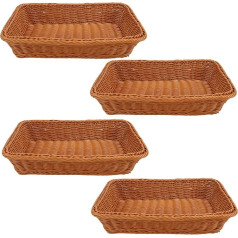 YOUNTHYE 4 Pack Wicker uzglabāšanas grozi Taisnstūra austi maizes grozi 35x25x7cm Liels pīts grozs mājas virtuvei Restorāns lielveikali