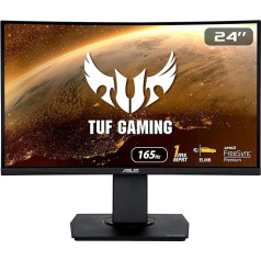 ASUS TUF Gaming VG24VQR, 24 collu Full HD izliekts monitors, 165 Hz, 1 ms MPRT, FreeSync Premium, VA panelis, 16:9, 1920 x 1080, DisplayPort, HDMI, ergonomisks