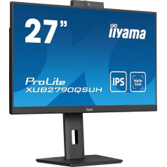 iiyama Prolite XUB2790QSUH-B1 68,5 cm 27 collu IPS LED monitors WQHD 100 Hz HDMI DP USB 3.2 USB-C 65 W KVM slēdzis Slim-Line Augstuma regulēšana Pivot Windows Hello Webcam Black