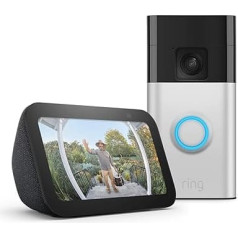 Ring Battery Video Doorbell | Satin Nickel, darbojas ar Alexa + Echo Show 5 | Charcoal - Smart Home Starter Kit