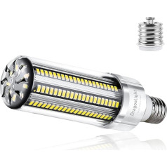 DragonLight 60 W īpaši spilgta kukurūzas gaismas LED spuldze (aizvieto 400 vatu) - E27 Edisona LED spuldze ar E40 adapteri - 6000 K vēsā baltā krāsā, 7200 lūmenu lielgabarīta apgaismojumam - garāžas halles noliktava
