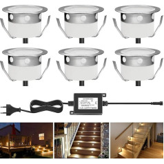 Chnxu 0,6 W iebūvēts grīdas prožektors, 12 V, 30 mm diametrs, griestu prožektors, 9 lūmenu āra terases apgaismojums, IP67 ūdensizturīgs, LED grīdas apgaismojums, kāpņu apgaismojums