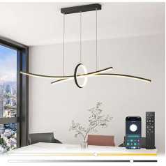 BRIMETI Piekaramā gaisma Ēdamgalds Melns ēdamgalds 100 cm augstuma regulējams ēdamistabas lampas 36 W Piekaramā gaisma Dimmable ar tālvadības pulti Bluetooth App Control LED Piekaramā lampa Dzīvojamā istaba