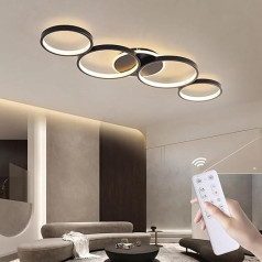 Liyabber Griestu gaisma LED griestu gaisma Dimmable ar tālvadības pulti 60 W balta alumīnija dzīvojamās istabas lampa Modern 5 spuldzes gredzenveida griestu apgaismojumā guļamistabai dzīvojamā istaba birojam 5400LM