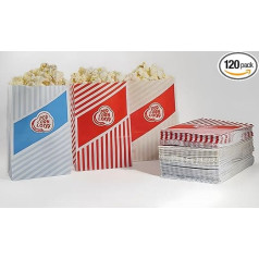 Popcornloop Popcornloop Popcorn maišeliai sumaišyti 120 vienetų 40 mėlyna 40 raudona 40 smėlio Popcorn maišeliai Popcorn Box maišeliai saldainių baras vestuvių popierius saldainių dėžutės partijos popieriaus konteineris dryžuotas užkandži