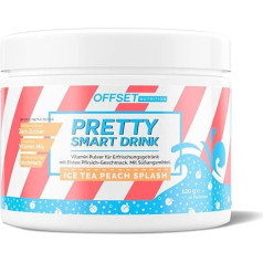 Pretty Smart Drink Ice Tea Peach Splash by OFFSET Nutrition, bezcukura dzērienu pulveris ar 12 vitamīniem un minerālvielām, 0 kalorijas vienā porcijā, ar augļu ledus tējas persiku garšu, 40 porcijas