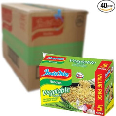 INDOMIE - Instant Makaronu dārzeņi 5 gabalu iepakojumā (8 x 5 x 75 g)