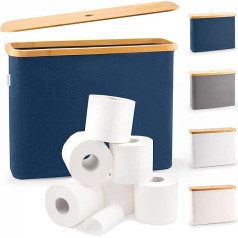 Lonbet Elegants vannas istabas organizators zils - bambusa tualetes papīra uzglabāšanas kaste - antibakteriāla un elpojoša dekoratīva kaste - 45 x 15 x 34,5 cm