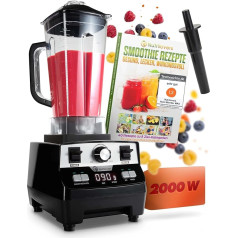 Nutri Blender Max Augstas veiktspējas blenderis 2000 W Stand Mixer Smoothie Augstas veiktspējas Smoothie Maker Profesionāls blenderis - 2L Tritan, BPA-Free, 9 līmeņi, digitālais taimeris Ietver Smoothie