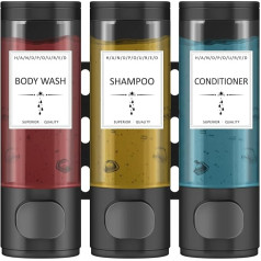 Craslly Shampoo- und Spülungsspender, Duschseifenspender mit 3 Kammern, kein Bohren, Wandmontage, Shampoospender für Dusche, Duschspender für Badezimmer, Hotel, große Kapazität, Schwarz