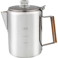 Stainless Steel Percolator with Large Capacity 9 Cups Volume Coffee Pots Portable Household Coffee Machine Camping Accessories