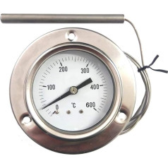 REDPOINT SPARES Nerūsējošā tērauda pirometra termometrs 0-600° krāsnīm, picām, griliem, malkas krāsnīm utt.