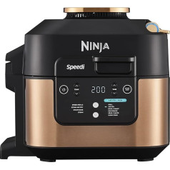 Ninja Speedi Multicooker, 5,7 L, 10-in-1 multikultūra, fritē, elektriskā ātrspiediena plīts un lēnās gatavošanas ierīce lēnai gatavošanai, grilēšanai, cepšanai, melna un vara ON400EUCP