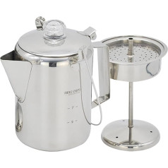 Generisch Percolator kafijas automāts, kempinga kafijas katls | Percolators Stove Top for Camping Stainless Steel | kempinga perkolators grupām, 9 tases ietilpība āra kempingam