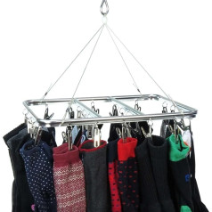 HANGERWORLD 26 Peg Aluminium Hanging Laundry Socks Lingerie Clothes Portable Indoor Outdoor Airer Dryer.