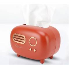 Topiky Retro Radio Shape Tissue Cover Box, Fashionable Tissue Box Cover Holder, Tissue Organizer for Kitchen, Bathroom, Vanity, Bedroom Dresser, Bedside Stands (Red)