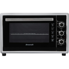 Brandt FC4200MS Mini cepeškrāsns 42L Daudzfunkcionāla 240°C 5 gatavošanas pozīcijas Dubultas stikla durvis Piederumi Cepšanas paplāte Grils Pārtikas ķērājs Knaibles Rotisserie 1800W Sudraba krāsns