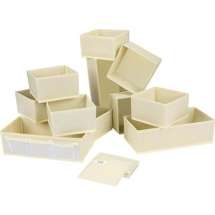 DIMJ 12 Pack Non-Woven Storage Boxes Drawer Foldable and Breathable Storage Boxes for Bras, Socks, Underwear, Ties, Beige