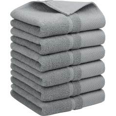 PiccoCasa Vannas istabas dvieļu komplekts ar 6 dvieļiem, kas sastāv no 100 % ķemmētas kokvilnas 600 g/m² sejas dvieļiem 34 x 74 cm Vannas dvieļi ar augstu absorbcijas spēju, paredzēti virtuvei - viesnīcu un spa kvalitātes dvieļu komplekts pel
