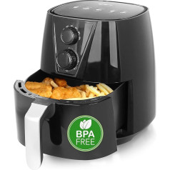 Emerio AF-126667 SmartFryer, AirFryer, karstā gaisa fritēze, cepšana ar karstu gaisu bez papildu eļļas, XL, 3,8 litru tilpums, Cool Touch, bez BPA, ātrdarbīga, 1450 W, melns