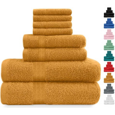 Midland Beddings 8 gab. kokvilnas dvieļu komplekts, dažādas krāsas, 400 gsm, sinepju krāsojums