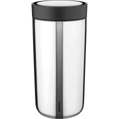 Stelton to-Go Click - Thermal Mug, Double-Walled Insulated Flask, Rustproof, Leak-Proof Coffee Mug/Tea Mug with Smart Click Lid - Hot & Cold Drinks - 0.4 Litres, Steel