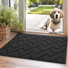 Biscpro Durvju paklājs tumši pelēks 50 x 80 cm, mazgājams iekštelpu un āra durvju paklājs, ūdensnecaurlaidīgs durvju paklājs, neslīdošs netīrumu ķērājs ieejai, ārdurvīm, terasei, gaitenim, dārzam