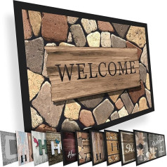 Valia Home Durvju paklājs Dirt Trapper Mat Durvju paklājs lietošanai iekštelpās un ārpus telpām - Durvju paklājs - neslīdošs - Durvju paklājs priekšdurvīm - Welcome Design 60 x 80 cm