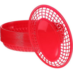 YARNOW 32 gab Retro stila ātrās ēdināšanas grozu ovāls plastmasas restorāna grozs maizes maizes burgeru frites nodalījuma šķīvja plate pusei piknika grilam