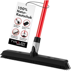 Tyroler putekļu savācēja slota un slotiņa 41 cm galva 140 cm pretkorozijas rokturis 100 % dabiskā kaučuka daudzfunkcionāla izmantošanai iekštelpās, ārā, uz paklājiem, grīdām, grīdām, ūdensizturīga un mazgājama (melna)