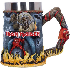 Nemesis Tagad Iron Maiden The Number of The Beast Resin Tankard Oficiāls Iron Maiden alus krūzis, noņemams nerūsējošā tērauda ieliktnis, atliets no smalkākajiem sveķiem, prasmīgi apgleznots ar rokām