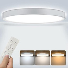 Brisplen LED griestu gaisma ar tālvadības pulti, plakana, dimmējama, apaļa, 30 cm, ļoti plāna, 3000 K - 6000 K griestu gaisma, 24 W, moderna, IP44, guļamistabai/dzīvojamai istabai/virtuvei/birojam/bērnu istabai