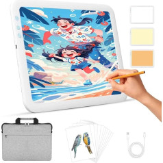 LUXJOYFUL gaismas galds A4 Diamond Painting Light Plate uzlādējama gaismas kaste bezvadu gaismas paliktnis ar somu Light Board 6 spilgtuma līmeņi Diamond Painting, skicēšana, ravēšana Vinyl