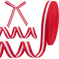 HOBBIESAY Ziemassvētku svītru lente 22,86 m x 15 mm Grosgrain lentes sarkanbaltsarkana svītraina lente Amatniecības lente Dāvanu lentes lentes rotājumiem Mājas puse Kāzu ziedu apdare