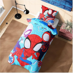 Marvel Spiderman segas komplekts zēniem un pusaudžiem, bērnu gultas veļa 135 x 200 cm (Zils zirneklis)