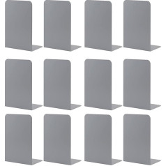 MSDADA Metāla grāmatu statīvi, L, 102 x 203 x 135 mm, 6 pāru CD grāmatu statīvi, bērniem, grāmatu plaukts skolai, mājai, birojam, bibliotēkai, dekoratīvie (pelēks)