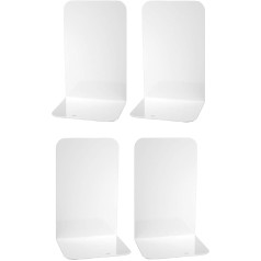 Deefongo 4 Pack White Metal Bookends, Heavy Duty White Decorative Metal Bookends, neslīdošs grāmatu paliktnis birojam, skolai un mājai, grāmatu paliktnis smagām grāmatām