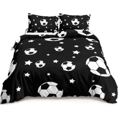 Hosima Futbola gultasveļa 155 x 220 cm bērniem, zēniem, pusaudžiem, sporta segas komplekts vienvietīgai gultai, moderns apdrukāts segas pārvalks ar rāvējslēdzēju un spilvendrānu 80 x 80 cm